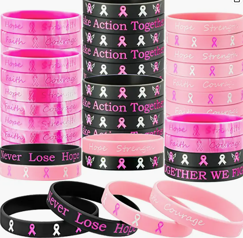 Breast Cancer Hope Courage Faith Bracelet  Pink Breast Cancer Wristband   Breast Cancer Charm Bracelet